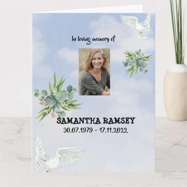 Tarjeta de condolencia moderna del cielo azul (Anverso)