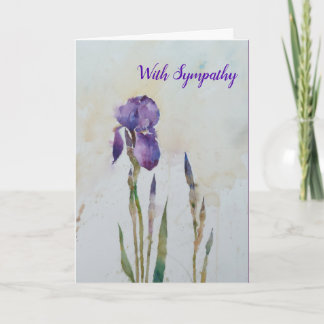 Tarjeta de condolencia púrpura elegante del iris