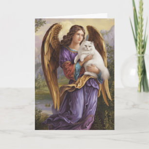 Tarjeta de condolencias Ángel gato persa blanco