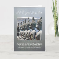 Tarjeta de condolencias budista con estatua de Bud