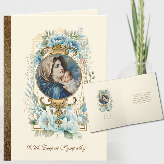 Tarjeta de condolencias católica religiosa Virgen  (Traditional Catholic Madonna of the Street Funeral Sympathy Condolence Cards)