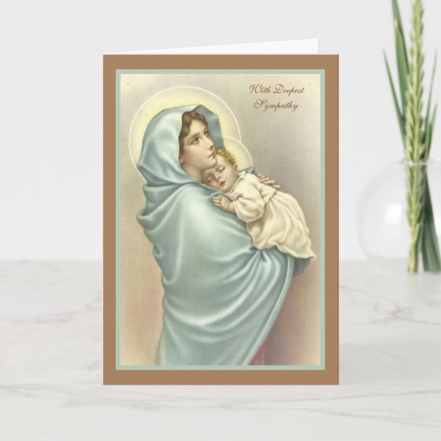 Tarjeta de condolencias católica religiosa Virgen  (Anverso)