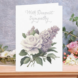 Tarjeta de condolencias con flores elegante en bla