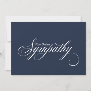Tarjeta de condolencias con letra elegante azul si