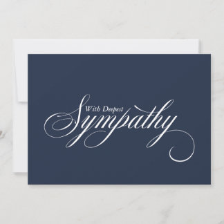 Tarjeta de condolencias con letra elegante azul si