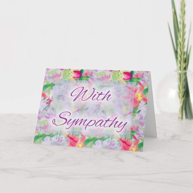 Tarjeta de condolencias D1 con hermosas flores (Anverso)
