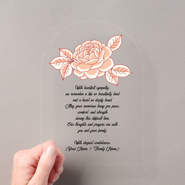 Tarjeta de condolencias de acrílico personalizada  (Insitu (portátil))