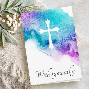 Tarjeta de condolencias de acuarela azul morada