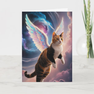Tarjeta de condolencias de ángel gato calico lindo