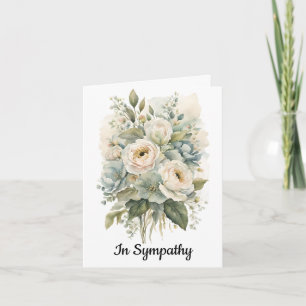 Tarjeta de condolencias de flores azules y crema