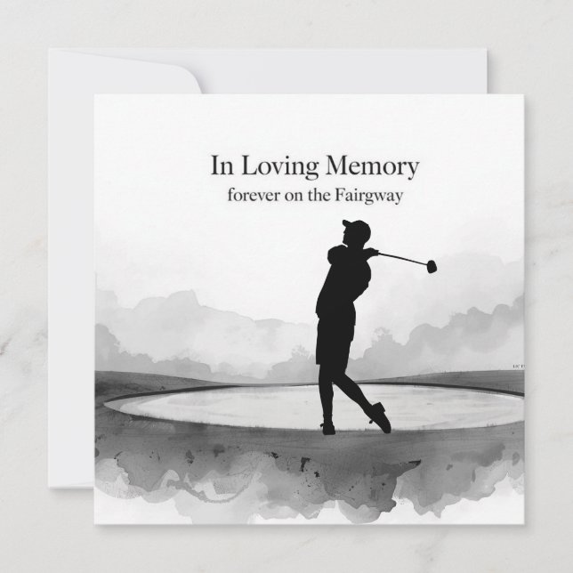 Tarjeta de condolencias de golf negro y blanco Lo  (Anverso)