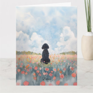 Tarjeta de condolencias de Labradoodle negra con f