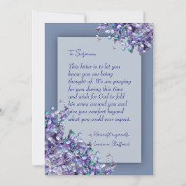 Tarjeta de condolencias de lilas de primavera azul