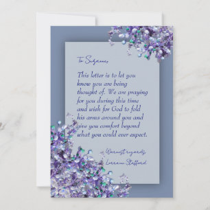 Tarjeta de condolencias de lilas de primavera azul