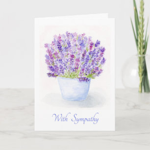 Tarjeta de condolencias floral de lavanda en acuar