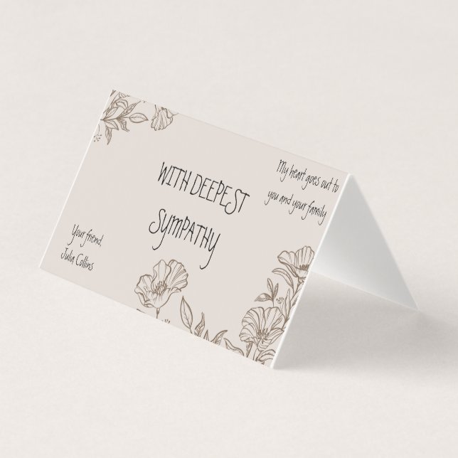 Tarjeta de condolencias floral elegante plegada ma (Anverso)