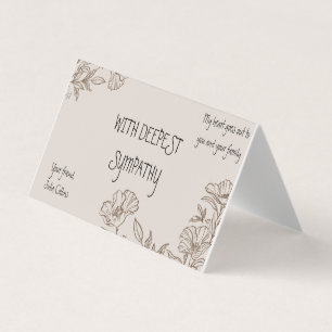 Tarjeta de condolencias floral elegante plegada ma