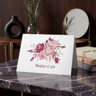 Tarjeta de condolencias floral en acuarela rosa y