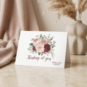 Tarjeta de condolencias floral en acuarela rosa y