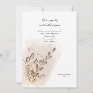Tarjeta de condolencias floral pintada a mano rúst