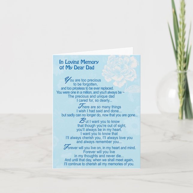 Tarjeta de condolencias para mi querido padre (Anverso)