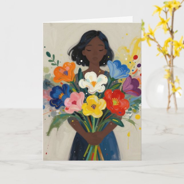 Tarjeta de condolencias para sentarme contigo (flor amarilla)