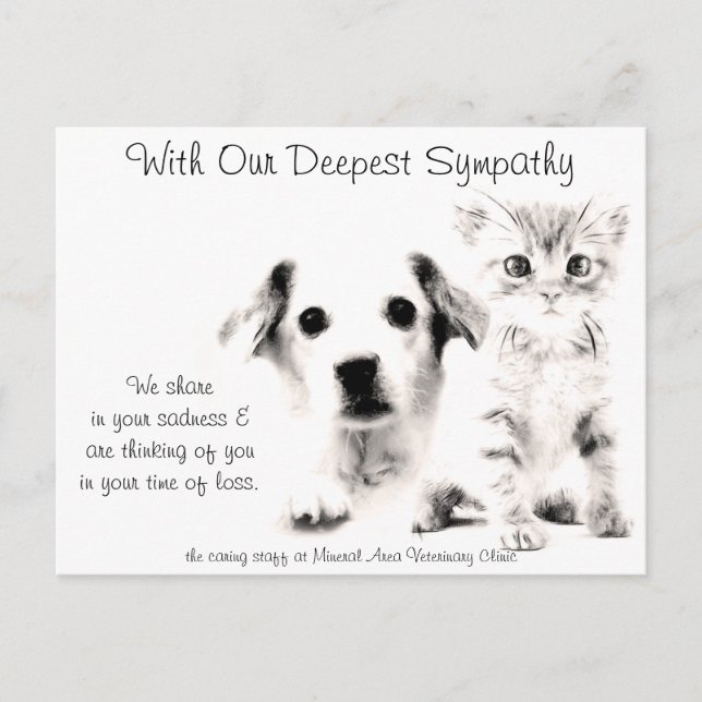 Tarjeta de condolencias para veterinario cachorro  (Anverso)