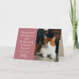 Tarjeta de condolencias por pérdida de gato con fo