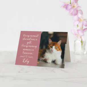 Tarjeta de condolencias por pérdida de gato con fo