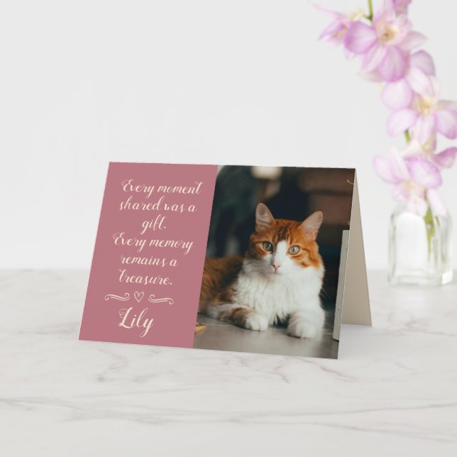 Tarjeta de condolencias por pérdida de gato con fo (Orquídea)
