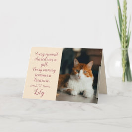 Tarjeta de condolencias por pérdida de gato con fo