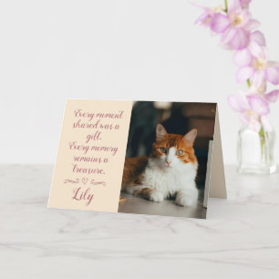 Tarjeta de condolencias por pérdida de gato con fo