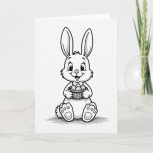 Tarjeta de conejito alegre y huevos