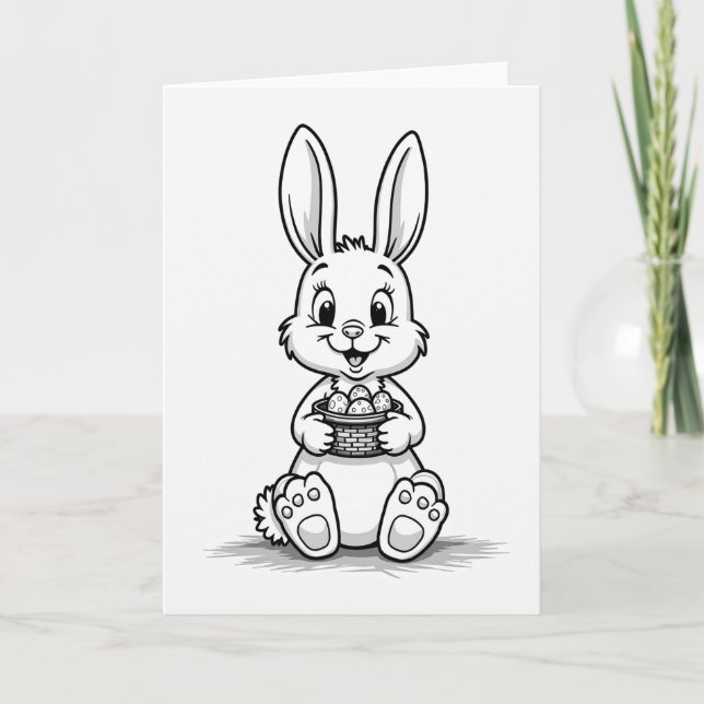 Tarjeta de conejito alegre y huevos (Anverso)