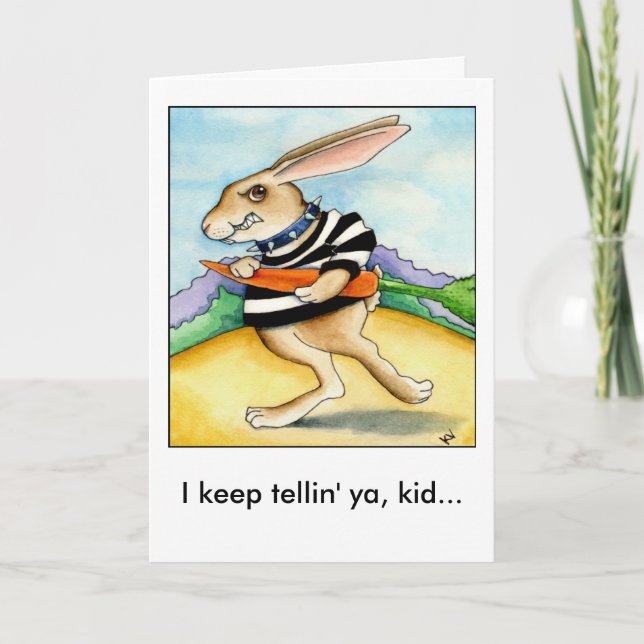 Tarjeta de conejito Bad Hare Day Easter (Anverso)