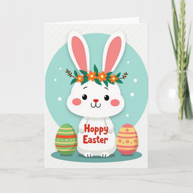 Tarjeta de conejito brillante de primavera (Anverso)