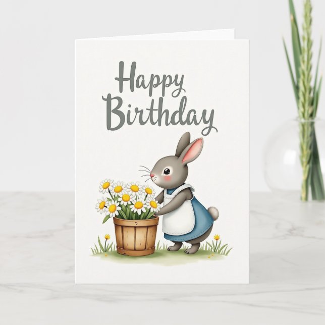 Tarjeta de conejito dulce Daisy (Anverso)