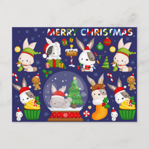 Tarjeta de conejitos de Navidad