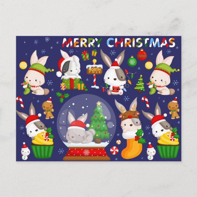 Tarjeta de conejitos de Navidad (Anverso)