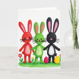 Tarjeta de conejitos felices de primavera