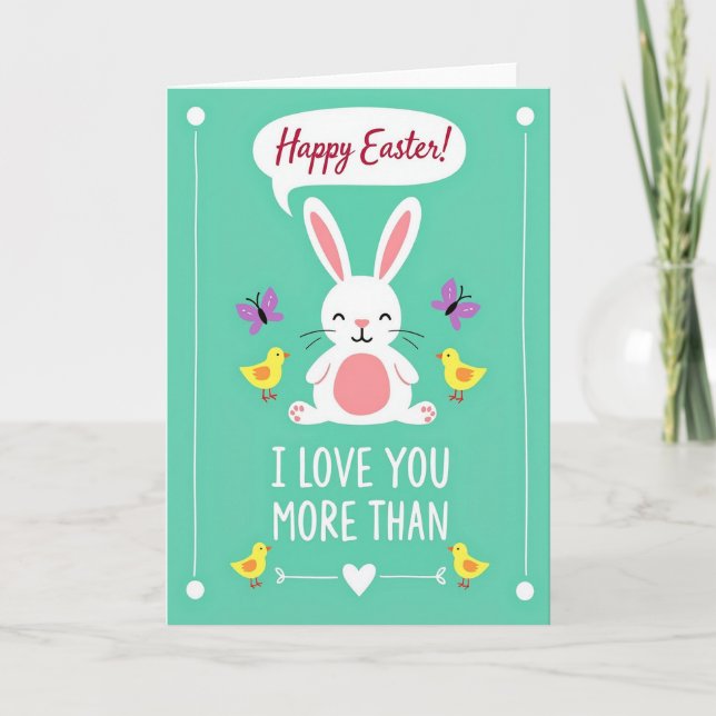 Tarjeta de conejitos, pájaros y mariposas (Anverso)