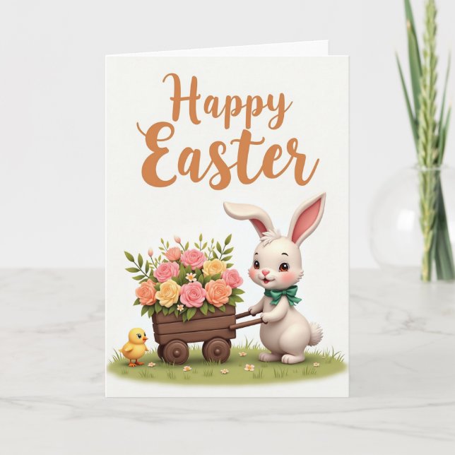 Tarjeta de conejo alegre de primavera (Anverso)