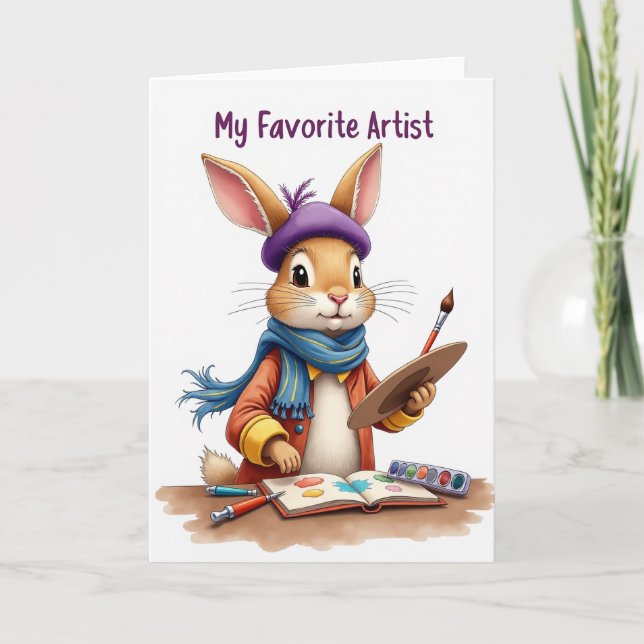 Tarjeta de conejo artista favorito (Anverso)