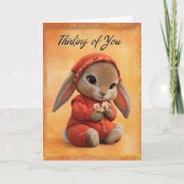 Tarjeta de conejo bebé Comfort Otoño pensando en t