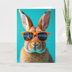 Tarjeta de conejo con gafas naranjas