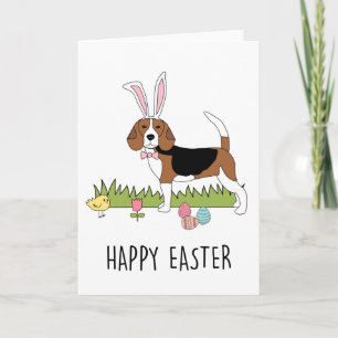 Tarjeta de conejo Cute Beagle Easter