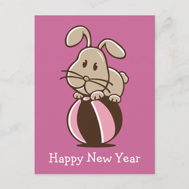 Tarjeta de Conejo de Año Nuevo Feliz (Anverso)