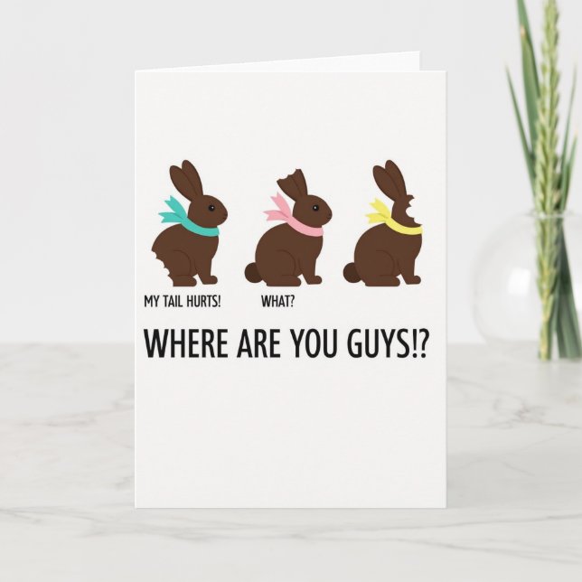 Tarjeta de Conejo de Chocolate ¿Dónde Estás? (Anverso)
