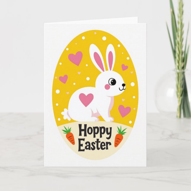 Tarjeta de Conejo de Corazón Patrón (Anverso)