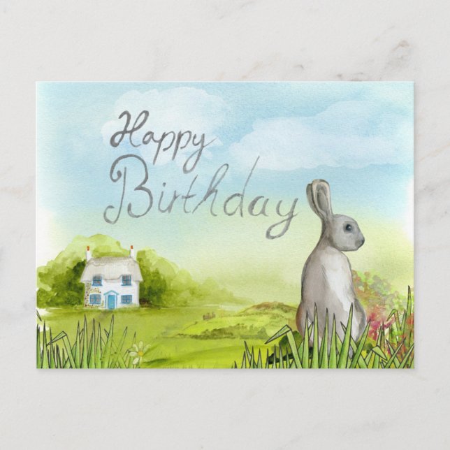 Tarjeta de conejo de cumpleaños feliz (Anverso)